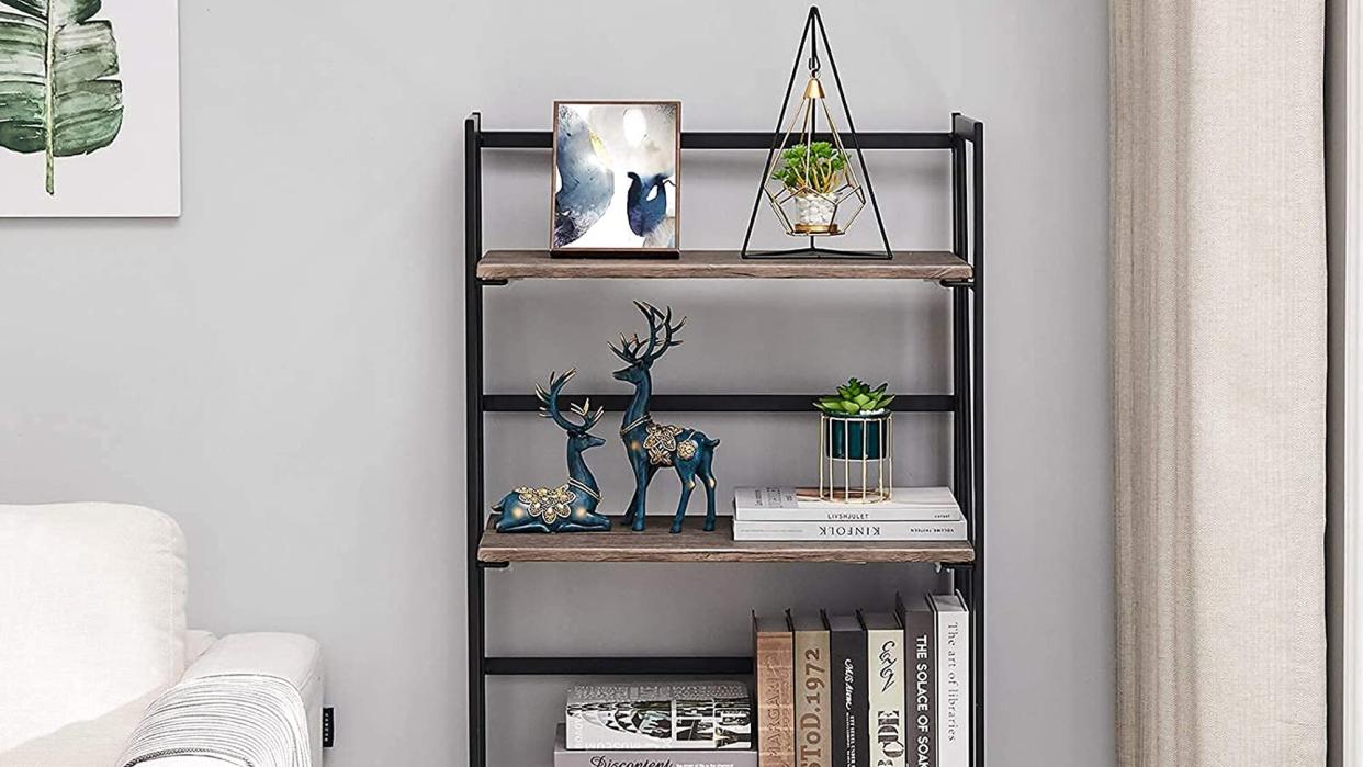 Coavas Folding Bookshelf Home Office Industrial Bookcase