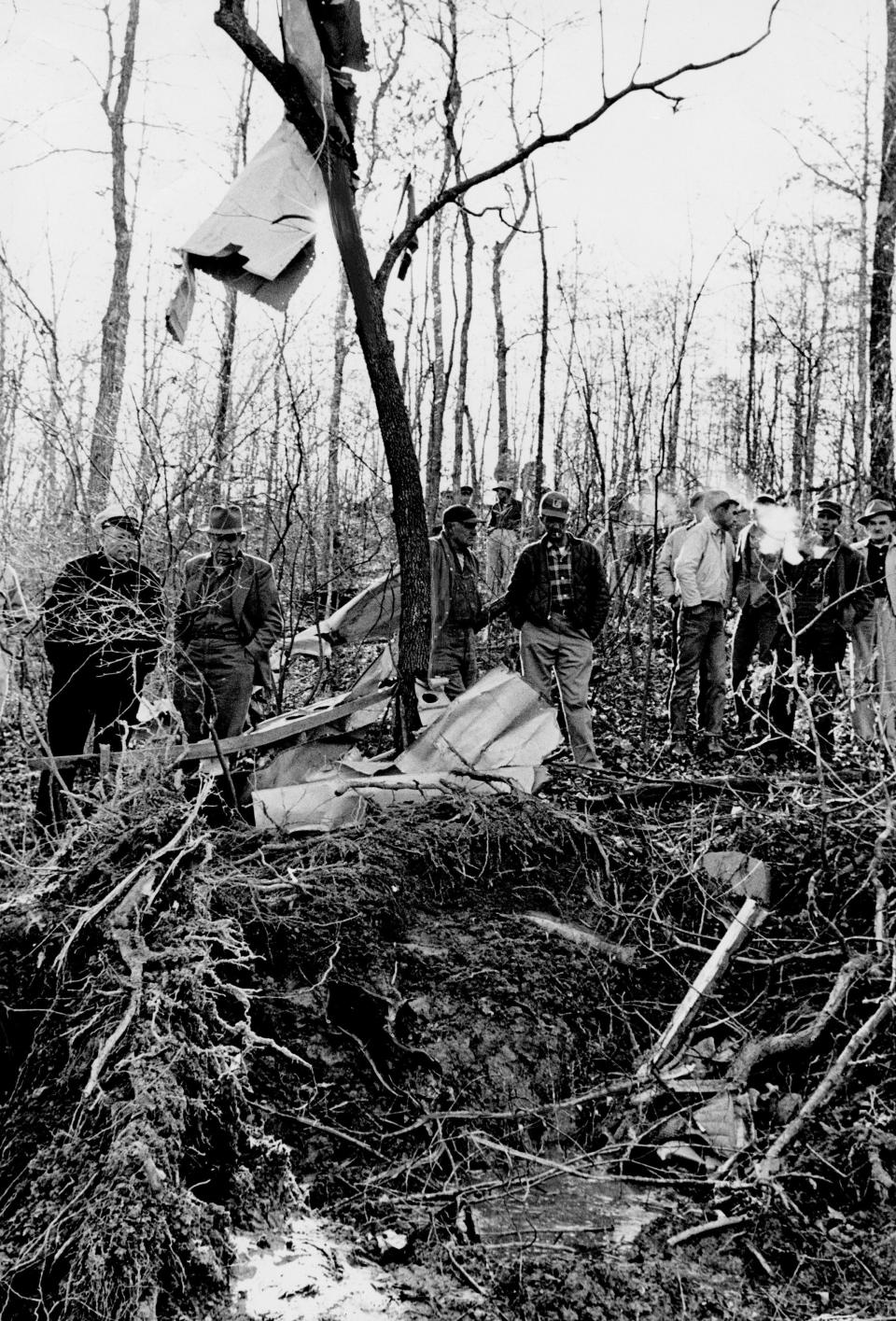 Patsy Cline died at age 30 in an airplane crash in 1963. The steep, wooded hillside was smooth, until cratered by a single-engine plane carrying four Grand Ole Opry personalities March 6, 1963. The light plane crashed near Camden, Tenn. Cline, Cowboy Copas, 49, Hawkshaw Hawkins, 43, and pilot Randy Hughes, 35, were killed.