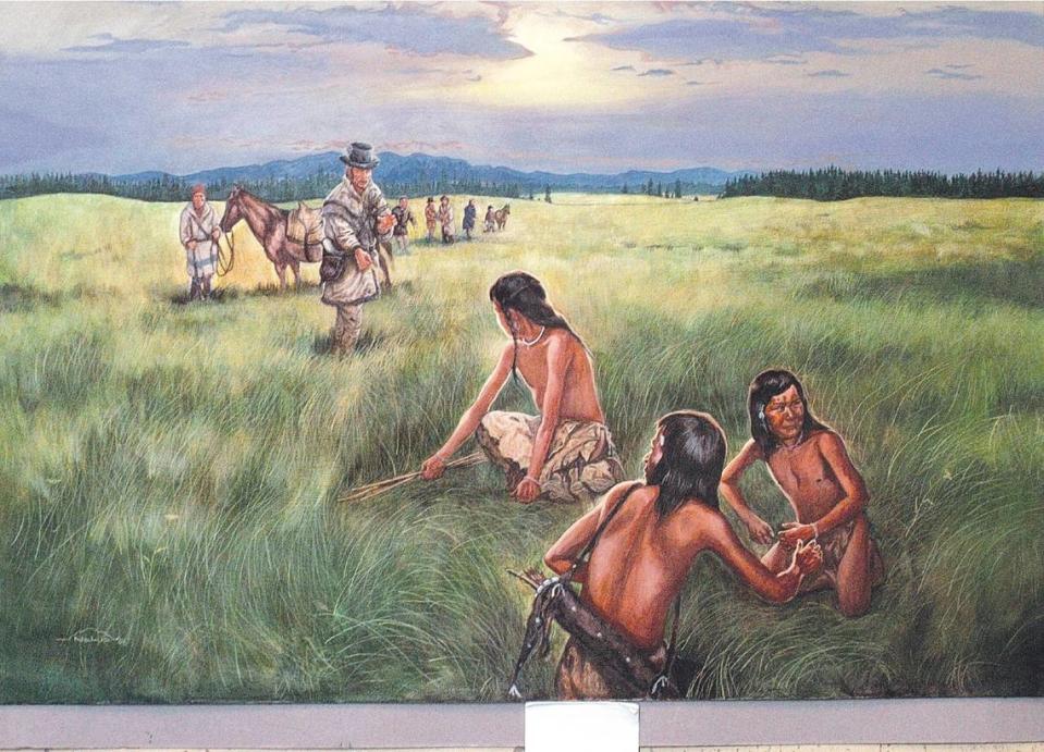 In this painting for the Nez Perce National Historical Park, Nez Perce artist Nakia Williamson imagined the first encounter between Lewis and Clark’s Corps of Discovery and the tribe.