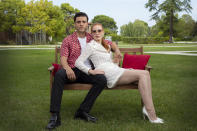 Oscar Isaac, left, and Jessica Chastain pose for portraits for the film 'Scenes from a Marriage' during the 78th edition of the Venice Film Festival in Venice, Italy, Saturday, Sep, 4, 2021. (Photo by Joel C Ryan/Invision/AP)