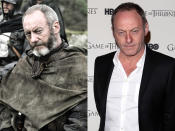 <b>Liam Cunningham (Davos Seaworth)</b><br><br>That stern stare seems to be a permanent fixture for Liam Cunningham. Without the intense, black and white beard of his "Games of Thrones" counterpart Davos Seaworth, Cunningham looks much younger off-screen. Although we still think he's a dead ringer for "Parks and Recreation's" Nick Offerman. They could play brothers!