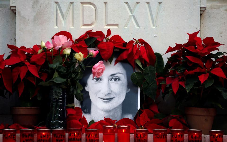 A memorial to Daphne Caruana Galizia in Valletta, the capital of Malta - Reuters