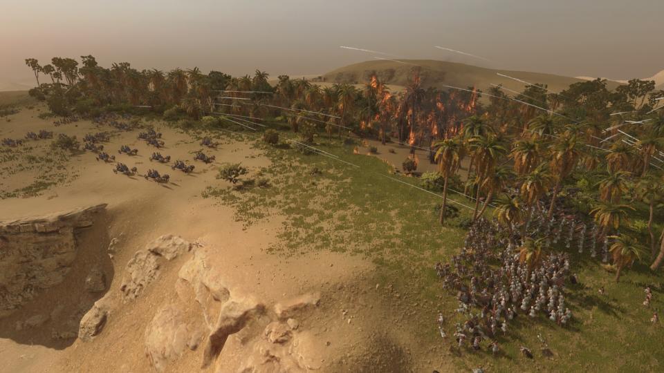 Total War: Pharaoh burning trees