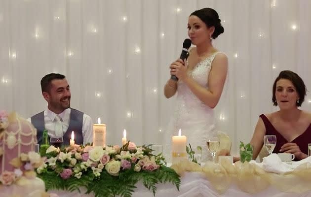 Irish bride raps her wedding speech and it's amazing. Photo: Facebook