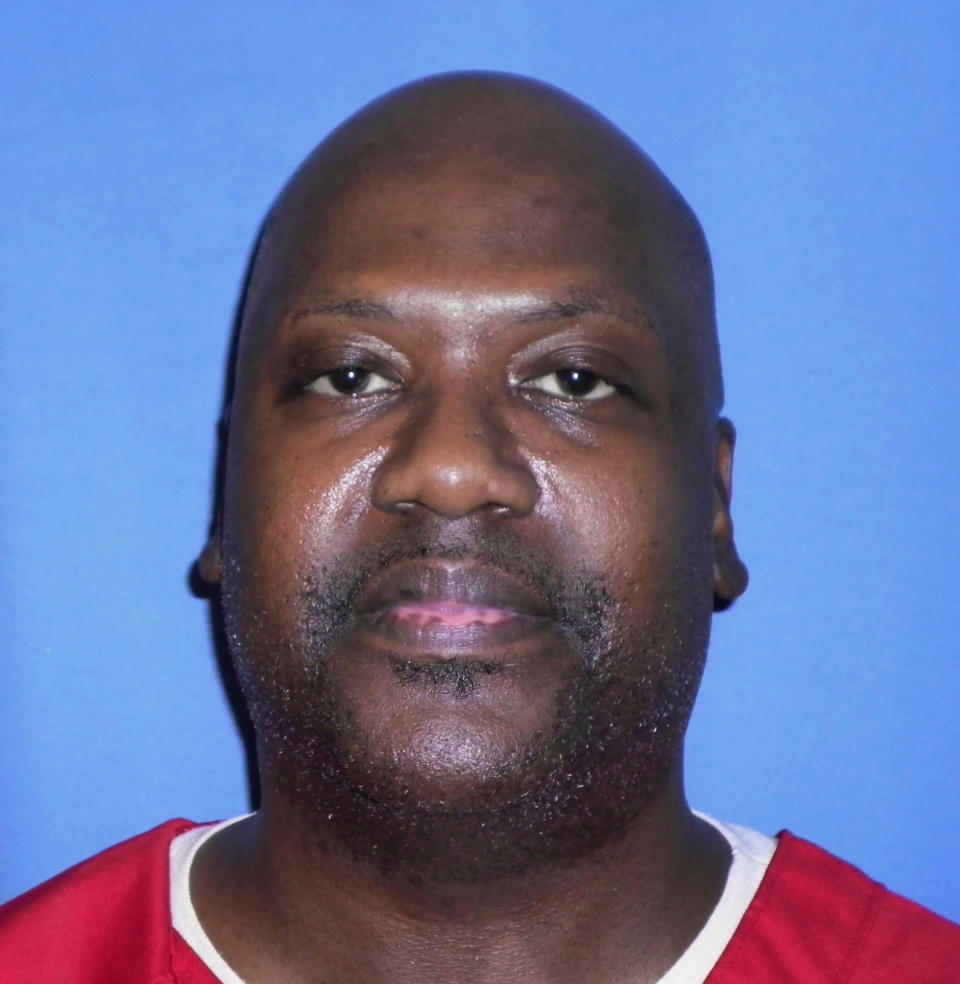 FILE - This Aug. 3, 2017, file photo provided by Mississippi Department of Corrections shows Curtis Flowers. A judge has set a new site for next week's bail hearing for Flowers, who has been tried six times for murder in the 1996 shooting deaths of four people in a furniture store. The Administrative Office of Courts said Monday, Dec. 9, 2019, that Flowers' hearing will take place Dec. 16 at the Montgomery County Courthouse in Winona. (Mississippi Department of Corrections File via AP, File)