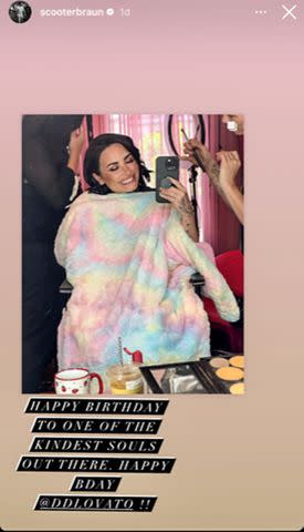 <p>Scooter Braun/ Instagram</p> Scooter Braun wishes Demi Lovato happy birthday in 2023