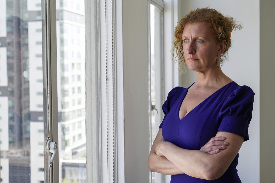 Lenore Anderson, president of the Alliance for Safety and Justice, poses for a photograph in Oakland, Calif., Thursday, March 23, 2023. Anderson’s group has been a leader in organizing victims left out of compensation programs to advocate for state legislative changes. (AP Photo/Godofredo A. Vásquez)