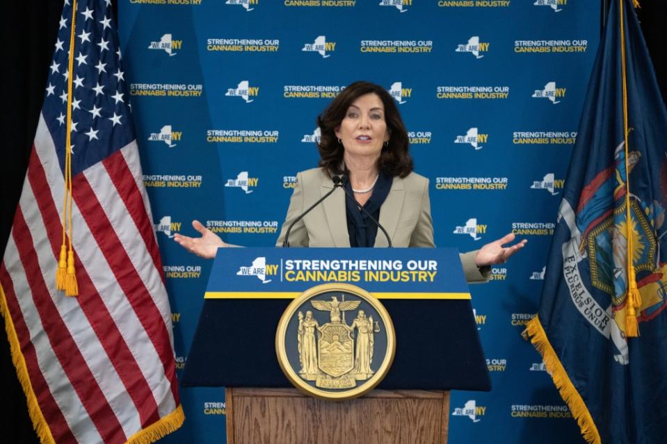 Hochul promised to overhaul the state’s cannabis regulator after a blistering report found massive disfunction in the agency. Office of Governor Kathy Hochul/Flickr