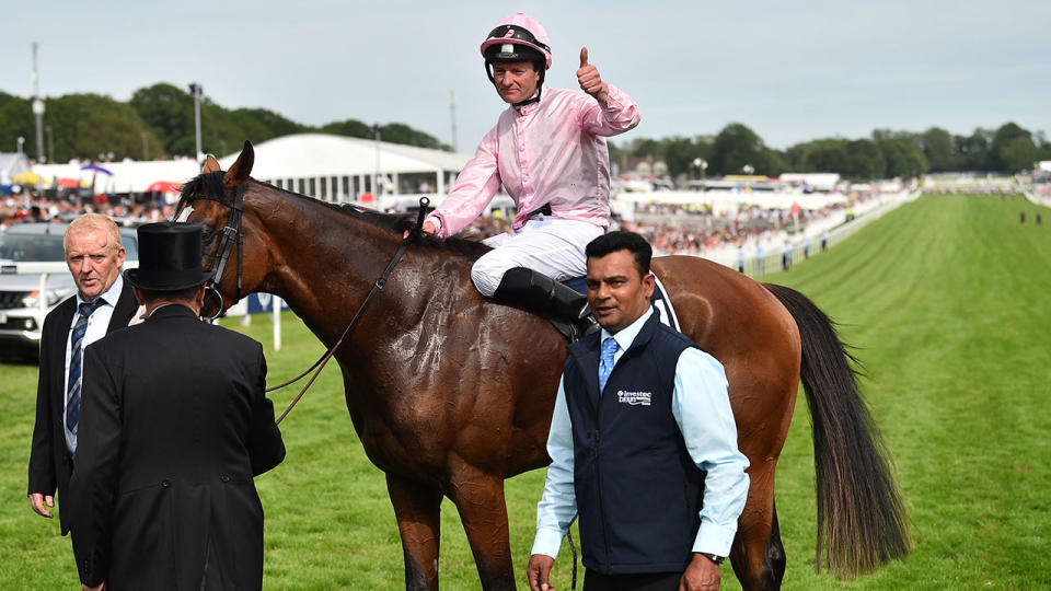 Anthony Van Dyck is seen here after winning the Epsom Derby.