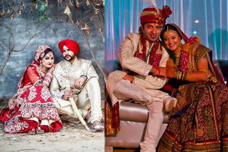 Indian bride and groom posing with family | Photo 137027