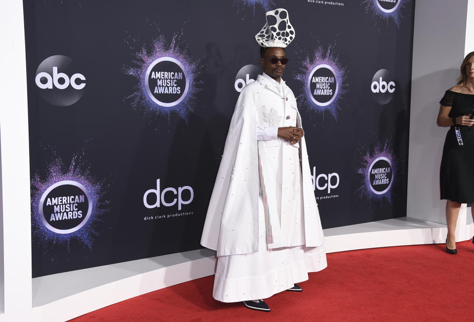 Billy Porter arrives at the American Music Awards on Sunday, Nov. 24, 2019, at the Microsoft Theater in Los Angeles. (Photo by Jordan Strauss/Invision/AP)