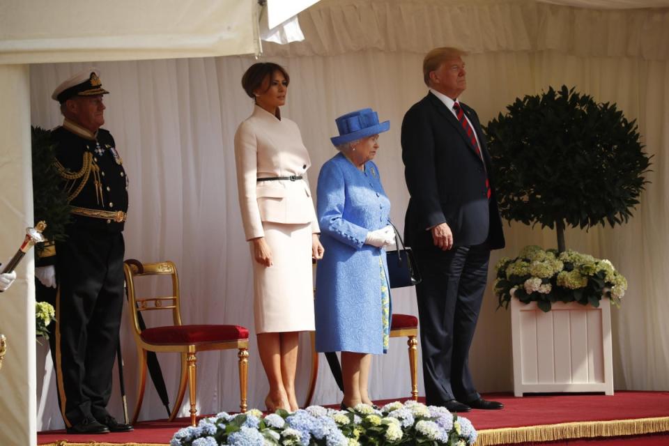 Donald Trump meets the Queen: Queen Elizabeth II greets US President Donald Trump and US First Lady Melania Trump (AP)