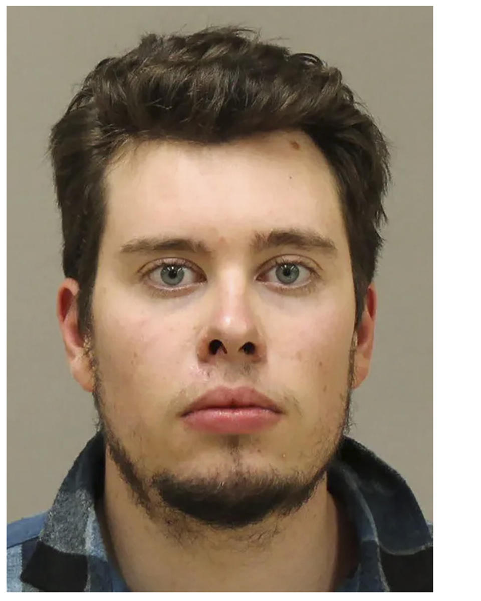 In a photo provided by the Kent County Sheriff, Ty Garbin is shown in a booking photo. Garbin is one of several people charged with plotting to kidnap Michigan Democratic Gov. Gretchen Whitmer, authorities said Thursday, Oct. 8, 2020, in announcing charges in an alleged scheme that involved months of planning and even rehearsals to snatch Whitmer from her vacation home. (Kent County Sheriff via AP)