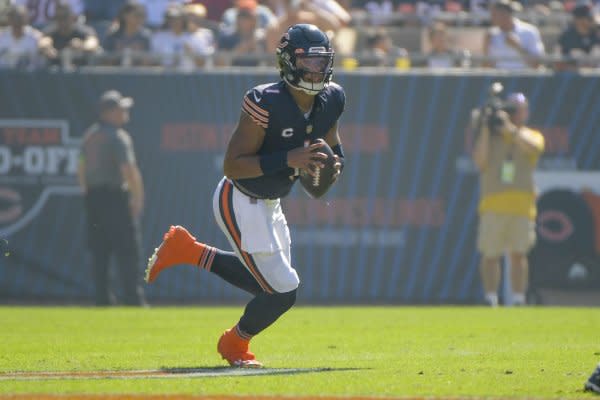 Quarterback Justin Fields and the Chicago Bears will host the Detroit Lions on Sunday in Chicago. File Photo by Mark Black/UPI