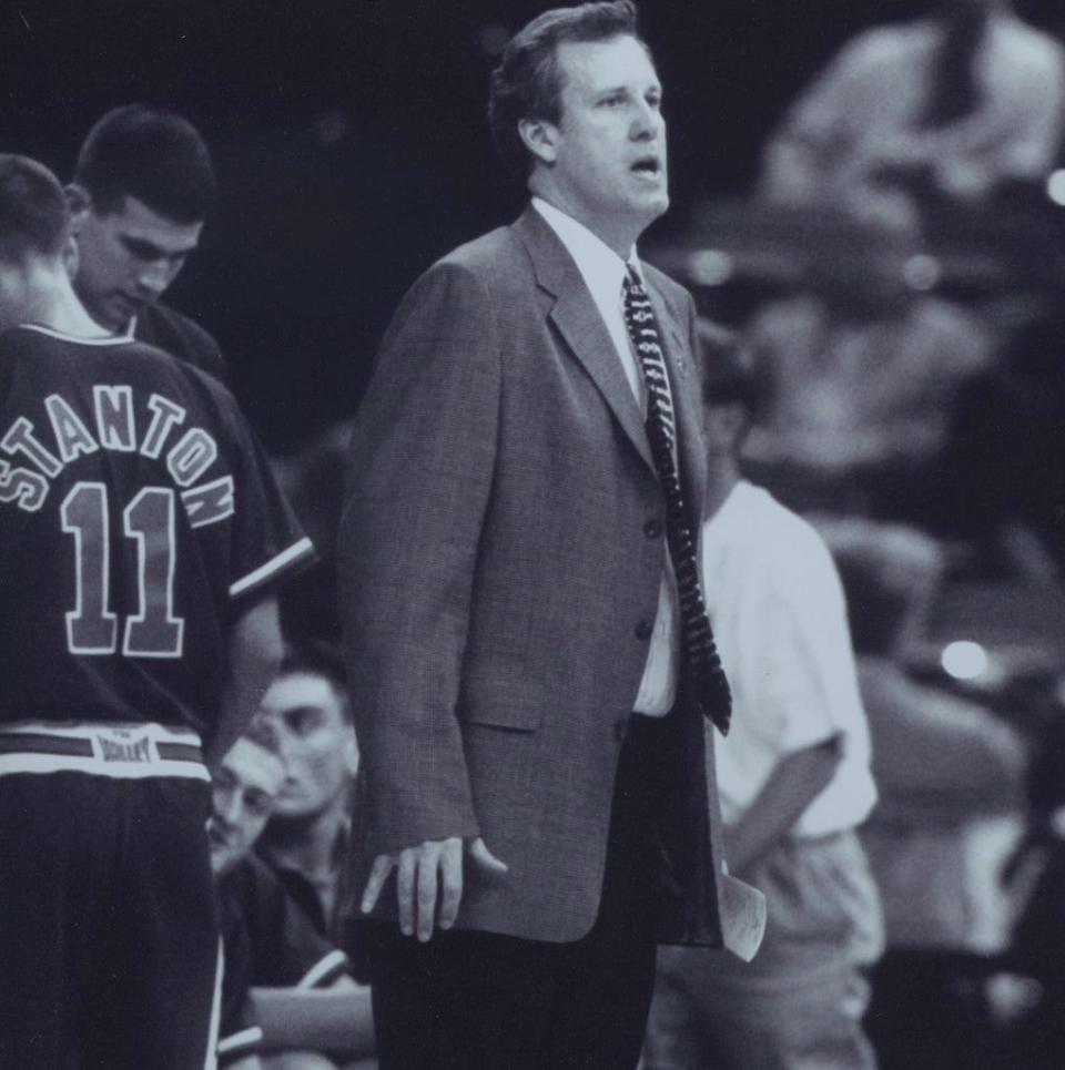 Jim Crews coached 17 seasons at Evansville from 1985-2002. He led the Aces to four NCAA tournaments and a pair of NIT appearances.