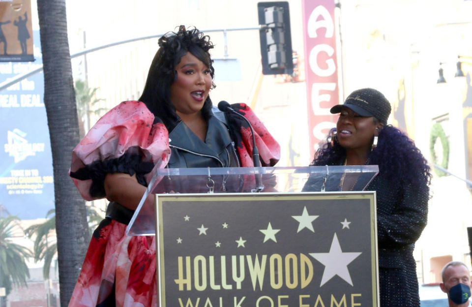 Lizzo gives speech at Missy Elliott's Hollywood Walk of Fame induction credit:Bang Showbiz