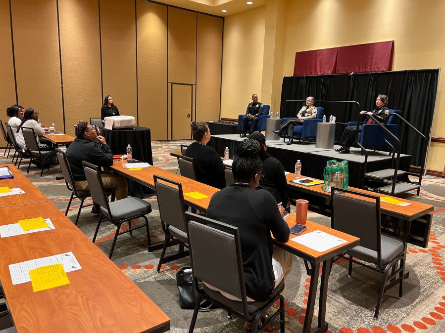 Women in law enforcement came together on Wednesday to speak at the Grit & Grace panel at the Embassy Suites in San Marcos | Todd Bailey/KXAN News