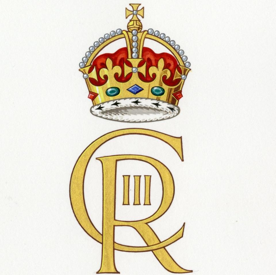 The final colour version of the new cypher features the King’s intertwined initials, CR for Charles Rex, below a depiction of the Tudor crown - Reuters