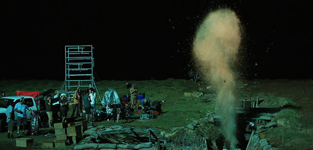 Many of the scenes were shot at night using special effects explosives and firearms