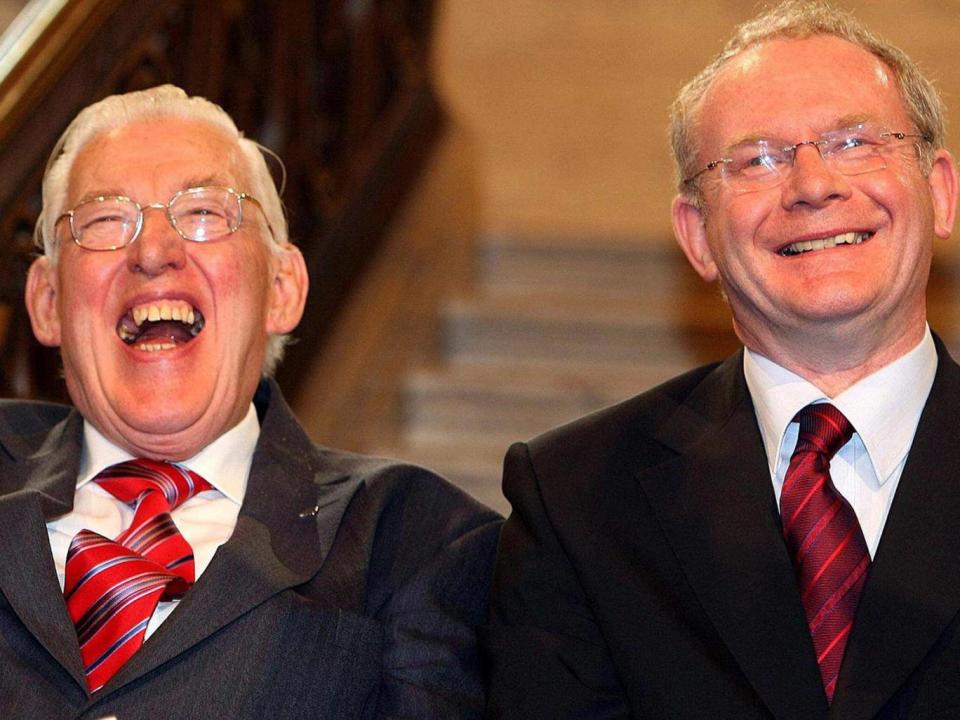 Ian Paisley, left, and Martin McGuinness developed a surprisingly close relationship when they led the Northern Ireland Assembly (Getty)