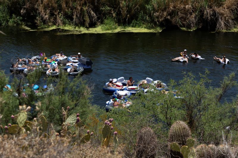 People go tubing on Salt River in Arizona