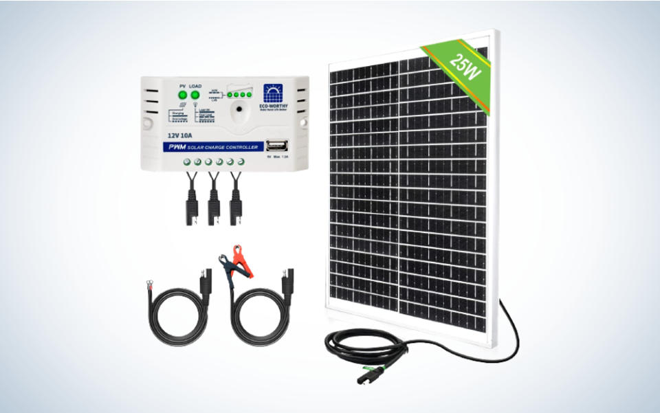 The ECO-WORTHY 25-watt solar kit is the best small marine solar kit.