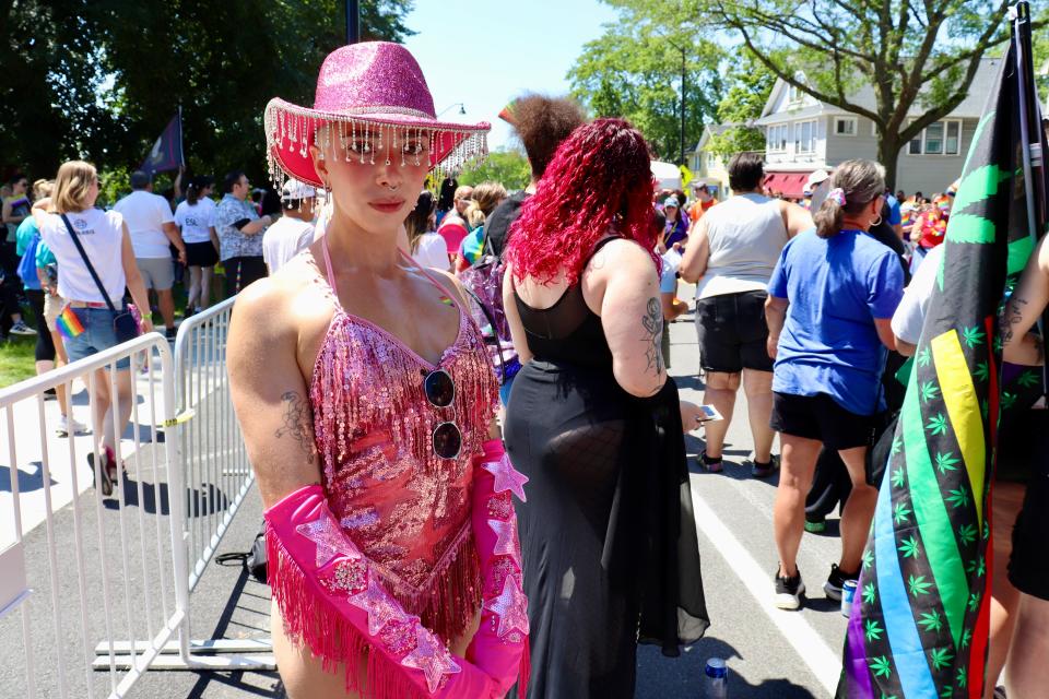 Emily Dyson is dressed stunningly for the Rochester Pride Parade and Festival on South Avenue July 20, 2024.