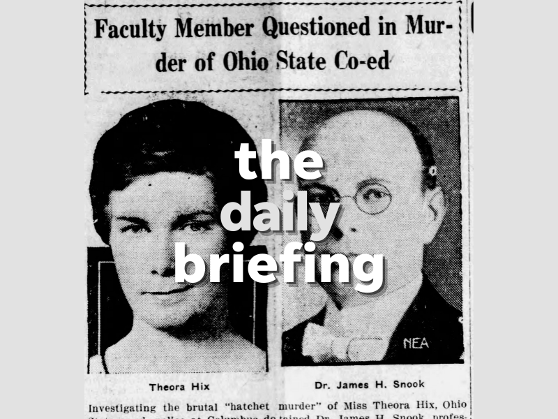 Murder victim Theora Hix, 24, and her killer, renowned Ohio State University professor James Snook, are pictured In this June 17, 1929, edition of the Urbana Daily Citizen. The coed and professor had a three-year affair in one of Ohio's most salacious 20th century trials.