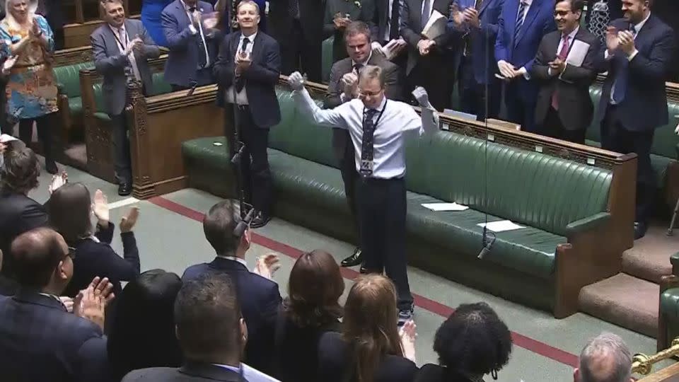 Mackinlay is applauded by other members of parliament on Wednesday. - House of Commons/UK Parliament/AP