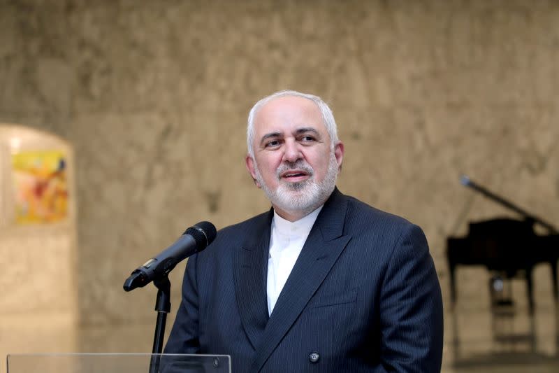 FILE PHOTO: Iran's Foreign Minister Mohammad Zarif speaks at the presidential palace in Baabda