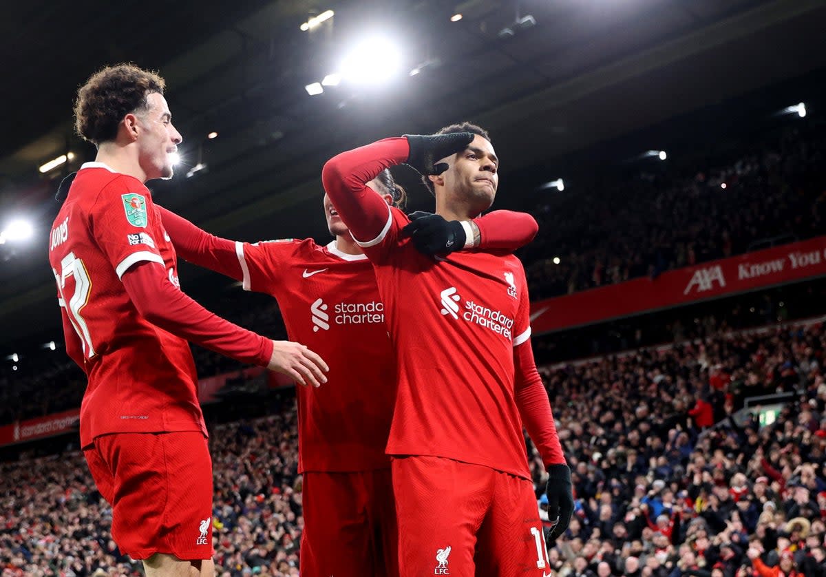 Cody Gakpo scored the winner as Liverpool came from behind to beat Fulham  (Reuters)