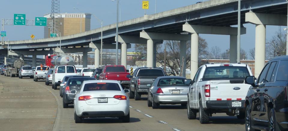 Commuters on Interstate I-20 in Shreveport are stuck in the afternoon traffic jam.