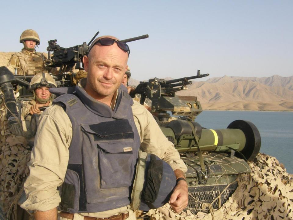 Ross Kemp, pictured in Afghanistan while filming for a documentary, has called for better representation of military veterans on television (Sky One/PA) (PA Media)