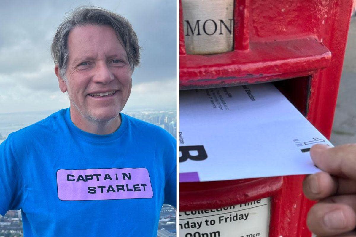 Stuart Carroll (left) will not be able to strike a ballot paper this week as his postal voting pack failed to arrive before he went on holiday abroad on Tuesday <i>(Image: Supplied/PA)</i>
