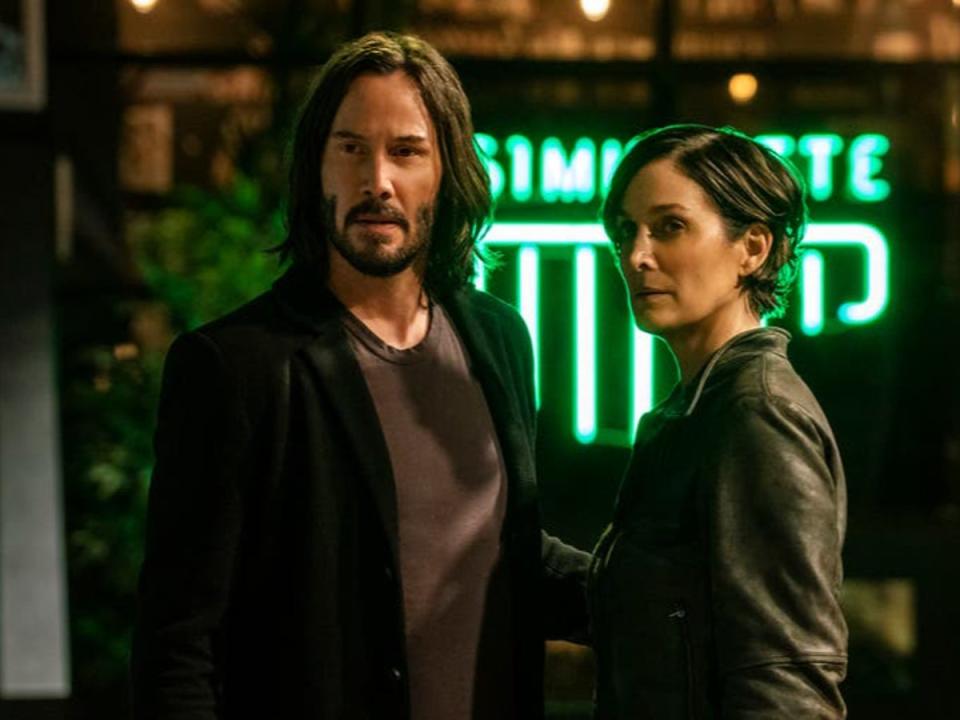 Keanu Reeves and Carrie-Ann Moss in ‘The Matrix Resurrections’ (AP)