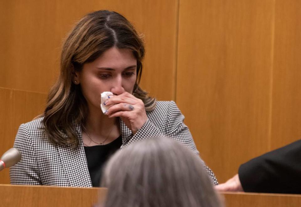 Breanna Micciole, mother of the victim, shown on the witness stand. Doug Hood / USA TODAY NETWORK