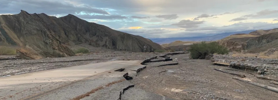 The hurricane flooding in Death Valley has caused damage to the roads (National Park Service)