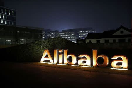 File photo of the logo of Alibaba Group is seen inside the company's headquarters in Hangzhou, Zhejiang province early November 11, 2014. REUTERS/Aly Song