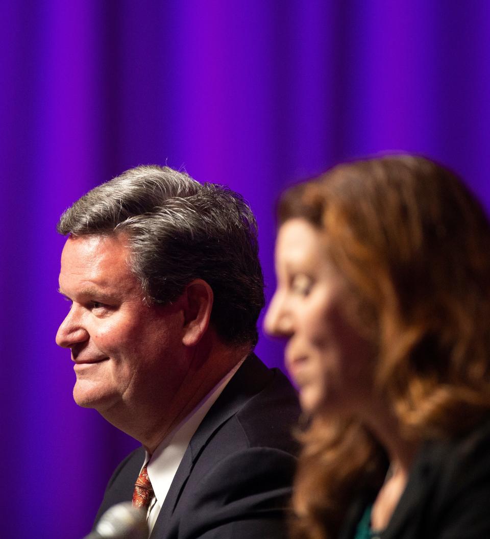 Tallahassee Mayor John Dailey participates in a forum for mayoral candidates Wednesday, Oct. 19, 2022 in Tallahassee, Fla.  