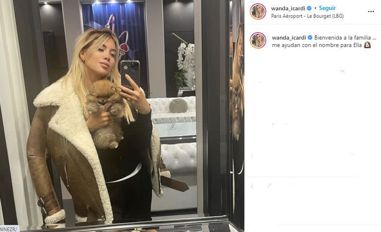 Wanda Nara compartió con su seguidores la foto con su nueva mascota (Foto: Captura Instagram/@wanda_icardi)