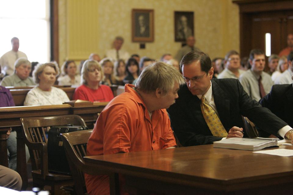 Steven Avery, left, with Jerome Buting at his sentencing on June 1, 2007, at the Manitowoc County Courthouse in Manitowoc.