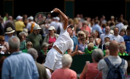 Britain Tennis - Wimbledon - All England Lawn Tennis & Croquet Club, Wimbledon, England - 9/7/16 Canada's Milos Raonic during a practice session REUTERS/Toby Melville