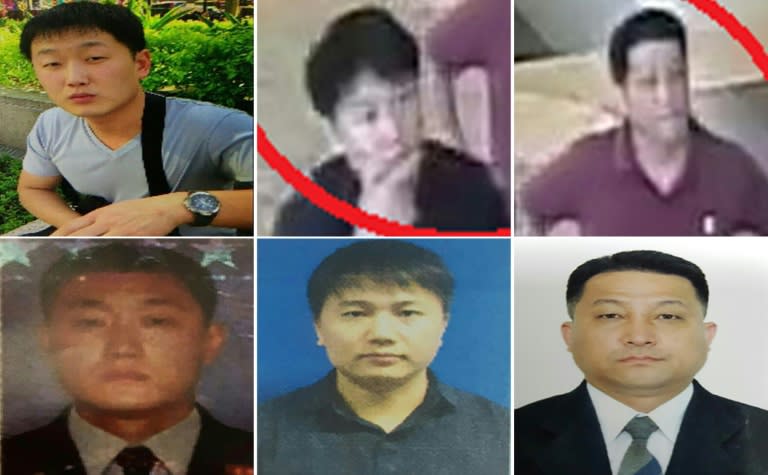 Malaysian police have identified North Koreans they want to speak to over the killing of Kim Jong-Nam: (L to R, top and bottom) Ri Ji U, airline employee Kim Uk Il, and diplomat Hyon Kwang Song