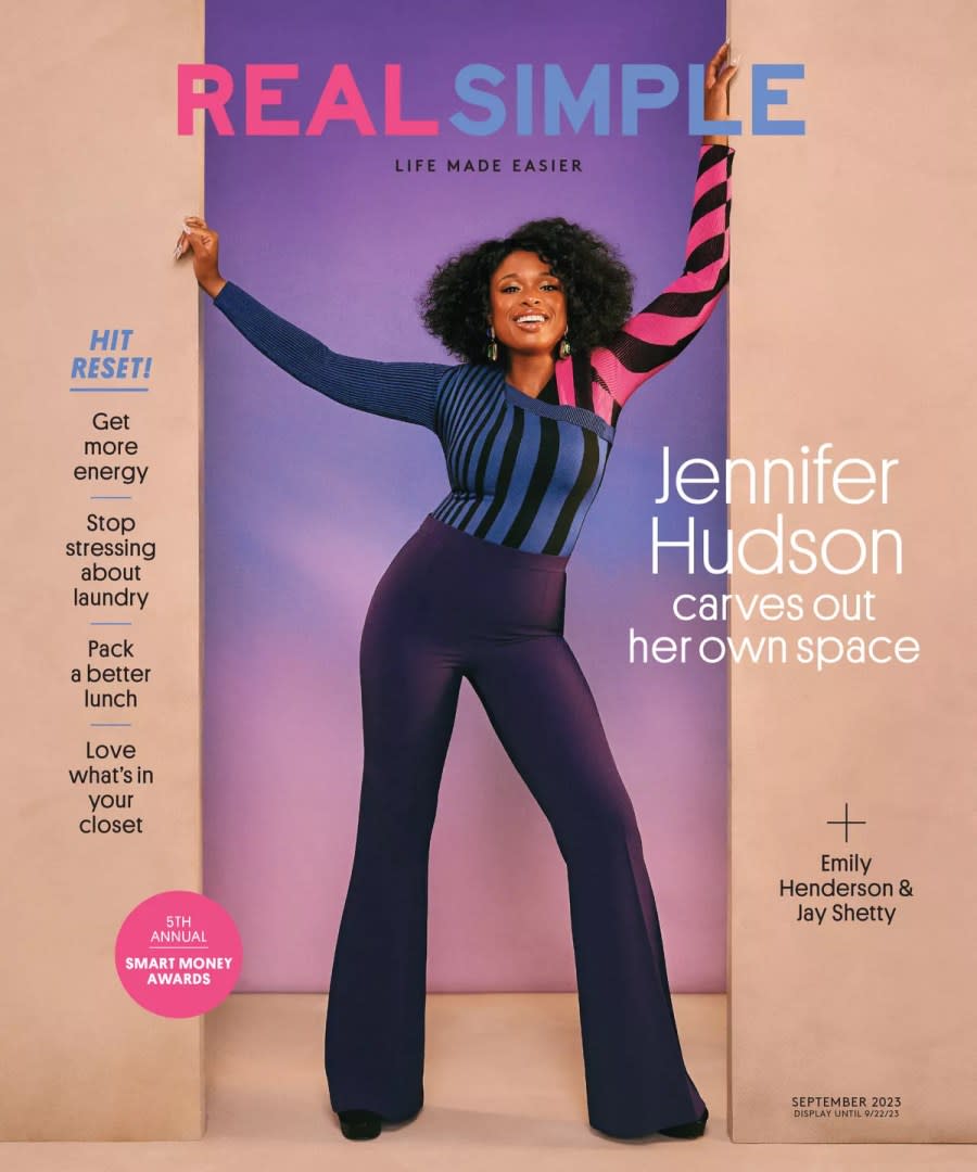 Jennifer Hudson on the September 2023 cover of Real Simple magazine. (Image: Real Simple)