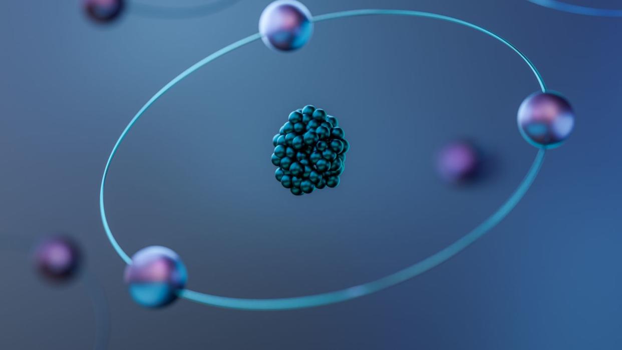 spheres orbiting an atom