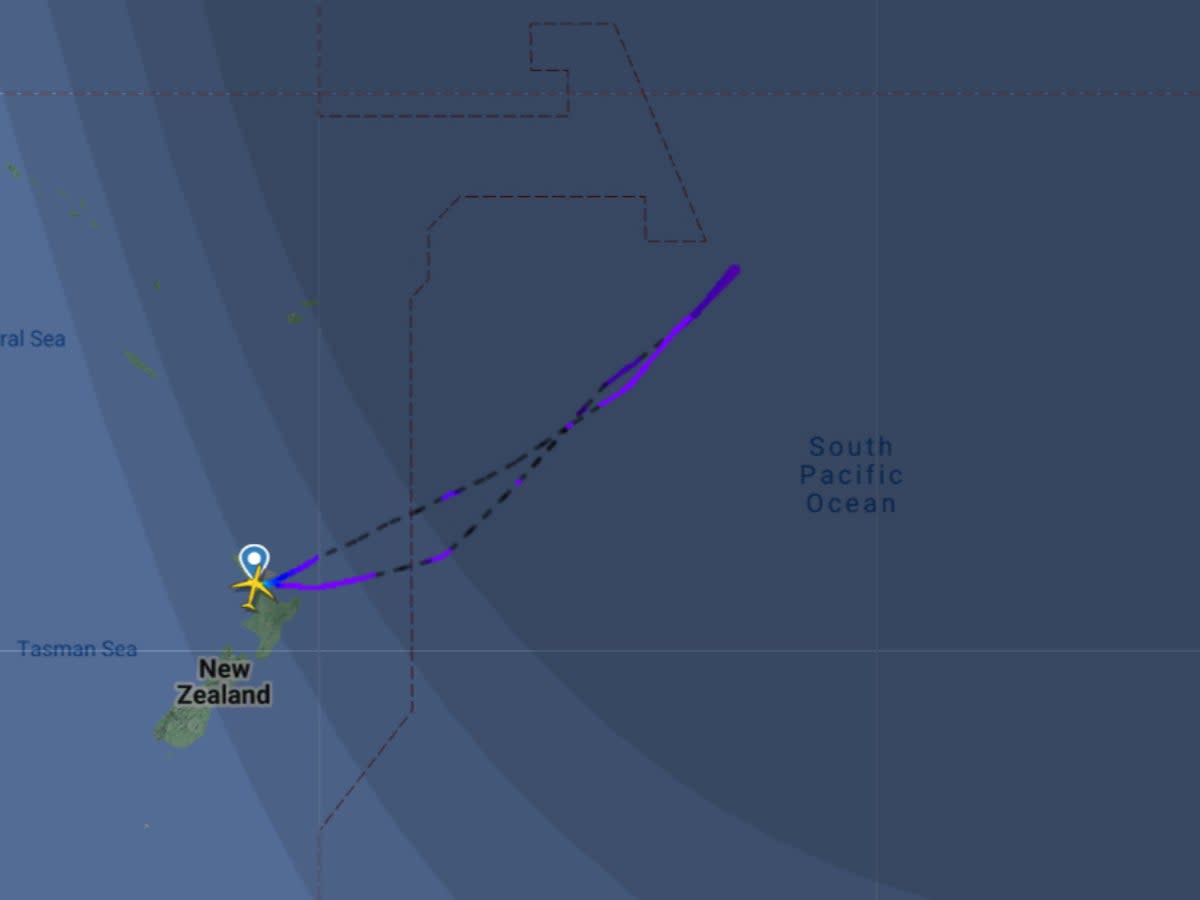 Flight had to turn back while over the South Pacific (FlightRadar24)