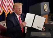 U.S. President Donald Trump holds a news conference at his golf resort in Bedminster