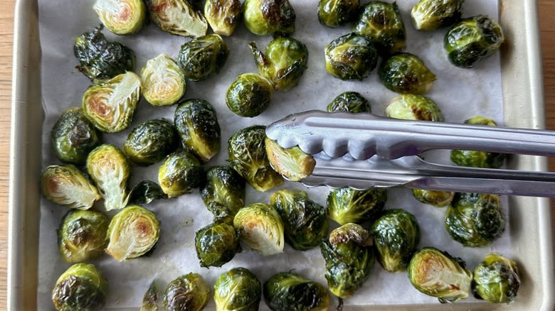 roasted brussels sprouts on sheet pan