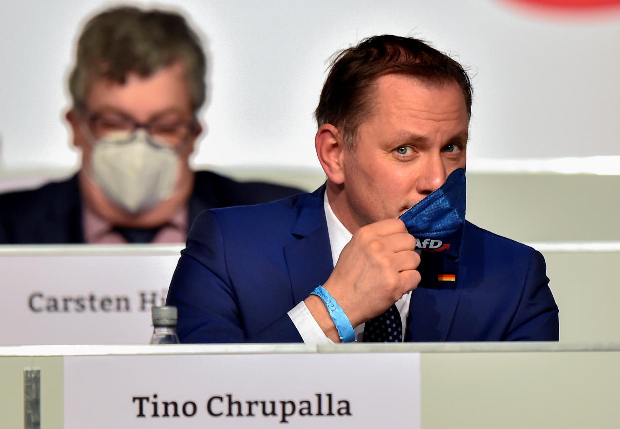 AfD-Sprecher Tino Chrupalla beim Bundesparteitag der AfD am vergangenen Wochenende in Dresden (Bild: REUTERS/Matthias Rietschel)