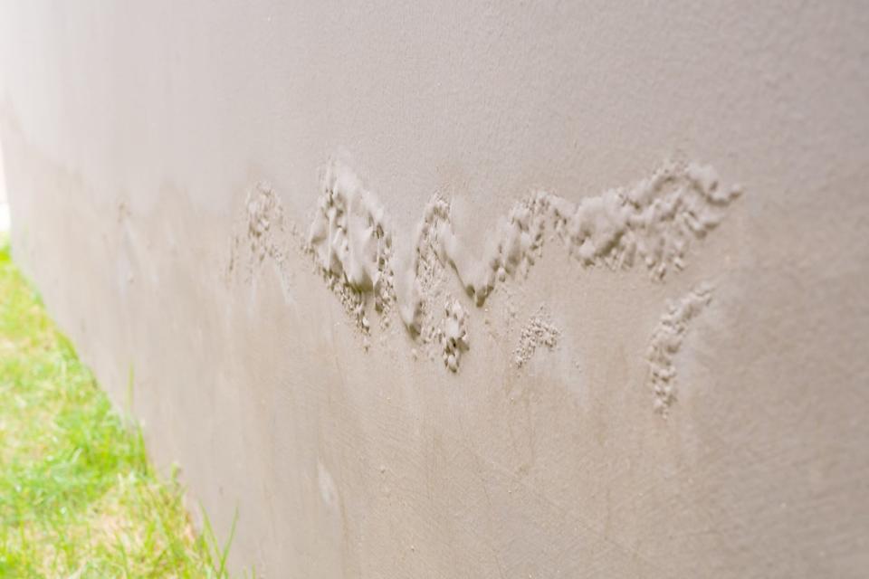 A close up of bubbling on a wall.